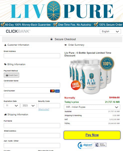 Liv Pure order page